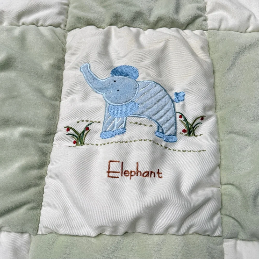 Kidsline Zanzibar Giraffe Alligator Turtle Lion Elephant Baby BlanketGreen 43x35
